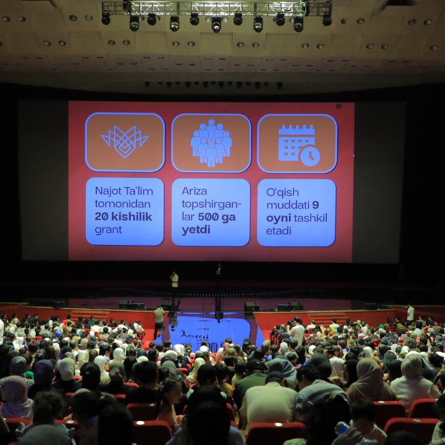 A series of images from Lola Animation's presentation at the Alisher Navoiy Kinochilar Uyi, showcasing a large Lola Animation Studio banner with cartoon characters, a speaker addressing the audience, a group of people on stage with a "Lola Animation" backdrop, individuals conversing in a red-walled room, a crowded auditorium watching a presentation, and two men in suits discussing during the event.